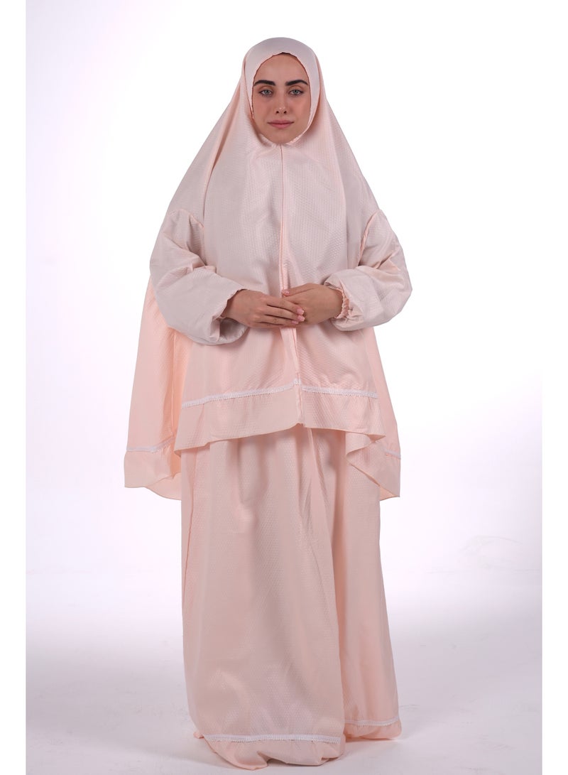 AL BENT AL SHARQIEH Two pieces islamic prayer robe dress set with sleeve - Image 1